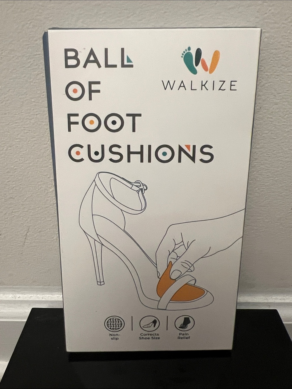 Walkize Ball of Foot Cushions - White Packaging with Teal & Orange Logo